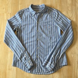 Vintage Abercrombie & Fitch Striped Cotton Button Down Shirt - Blue/White/Brown